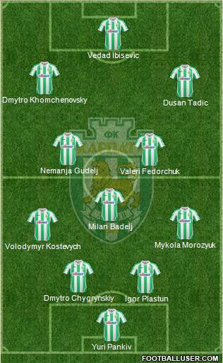 Karpaty Lviv 4-3-2-1 football formation