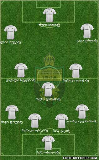 FC Kutaisi-Torpedo 4-3-2-1 football formation