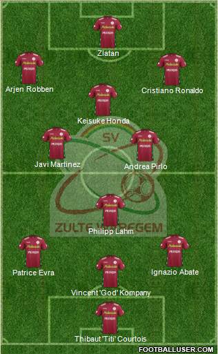 SV Zulte Waregem 4-3-2-1 football formation