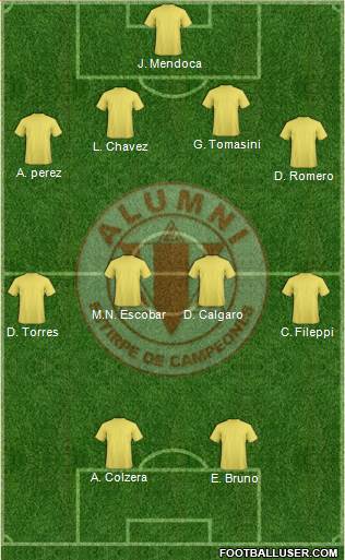 Alumni de Villa María 4-4-2 football formation