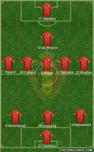 Belgium 3-5-1-1 football formation