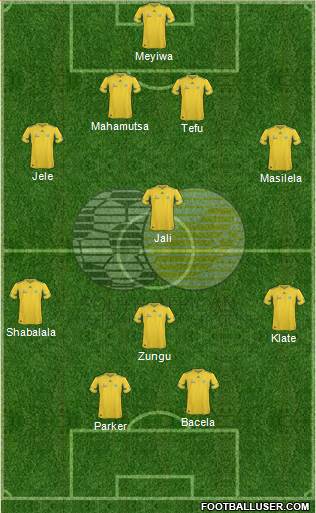 South Africa 4-1-3-2 football formation