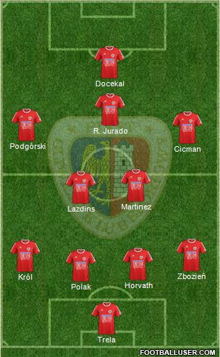 Piast Gliwice 4-4-1-1 football formation