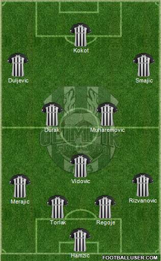 NK Olimpik Sarajevo 4-3-2-1 football formation