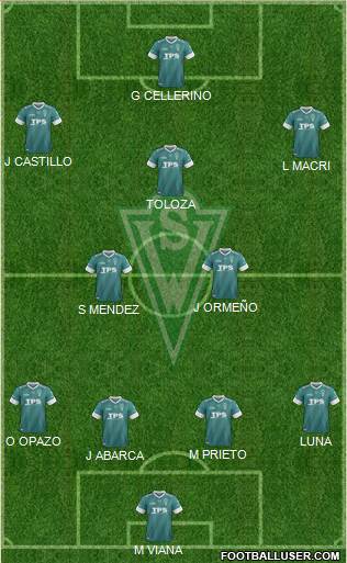 CD Santiago Wanderers S.A.D.P. 4-4-1-1 football formation