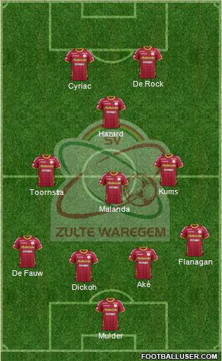 SV Zulte Waregem 4-3-1-2 football formation