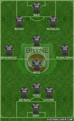 Bryne FK 4-1-4-1 football formation