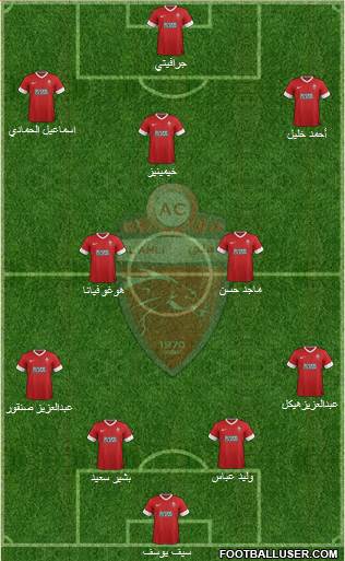 Al-Ahli (UAE) 4-2-1-3 football formation