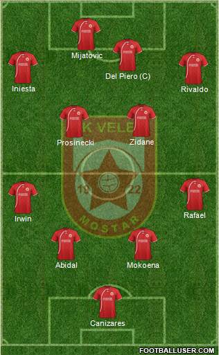 FK Velez Mostar 3-5-1-1 football formation