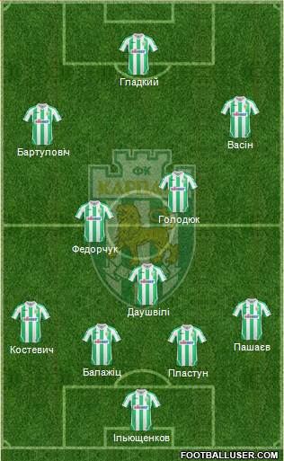 Karpaty Lviv 4-3-1-2 football formation