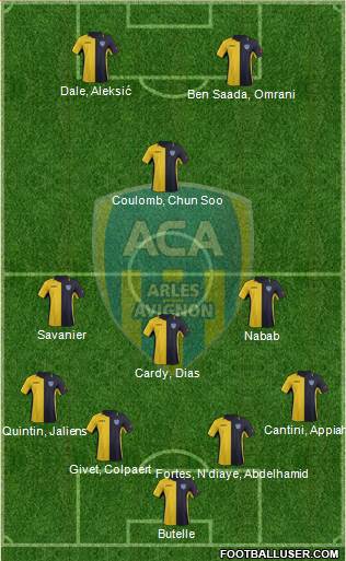 Athlétic Club Arles-Avignon 4-3-1-2 football formation