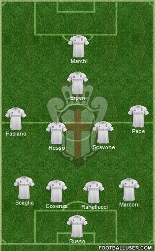 Pro Vercelli 4-4-1-1 football formation