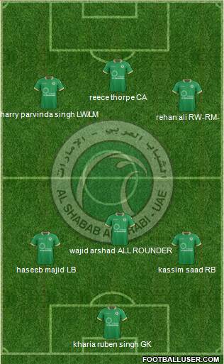 Al-Shabab (UAE) 5-3-2 football formation