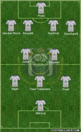 RSC Anderlecht 4-2-3-1 football formation