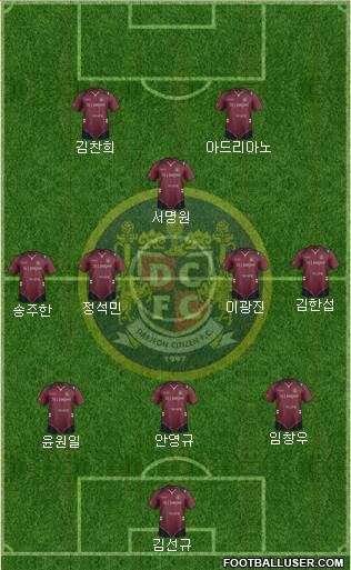Daejeon Citizen 3-4-1-2 football formation
