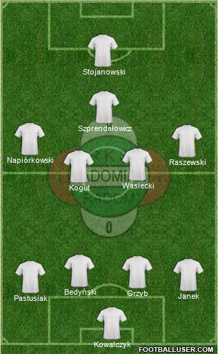Radomiak Radom 4-5-1 football formation