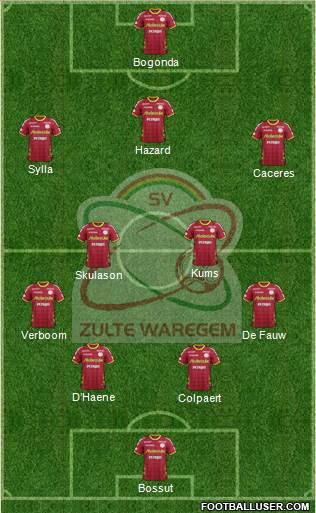 SV Zulte Waregem 4-2-3-1 football formation