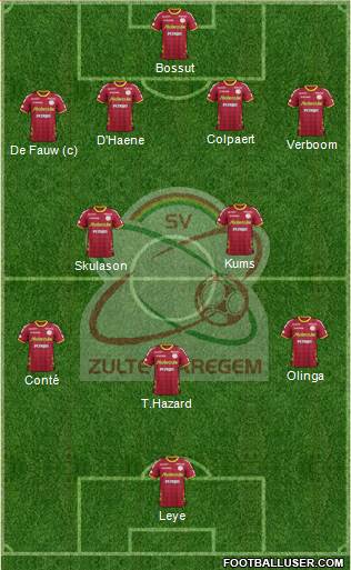 SV Zulte Waregem 4-5-1 football formation