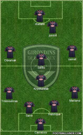 FC Girondins de Bordeaux 4-4-1-1 football formation