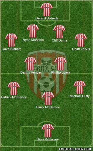 Derry City 4-4-1-1 football formation