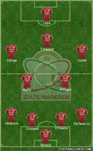 SV Zulte Waregem 4-5-1 football formation