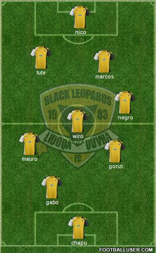 Black Leopards 4-3-1-2 football formation