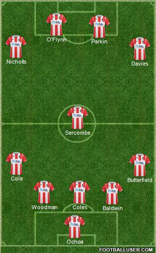 Exeter City 3-4-1-2 football formation