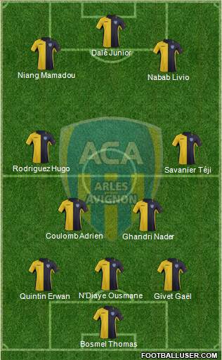 Athlétic Club Arles-Avignon 3-4-3 football formation