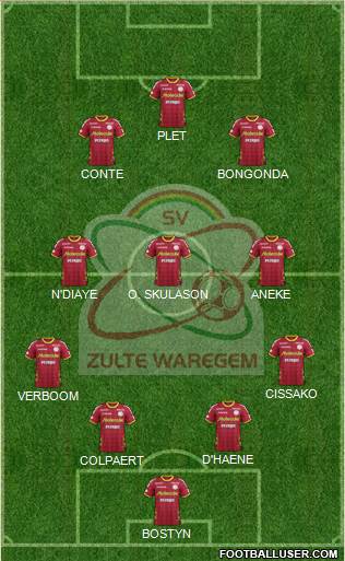 SV Zulte Waregem 4-3-3 football formation