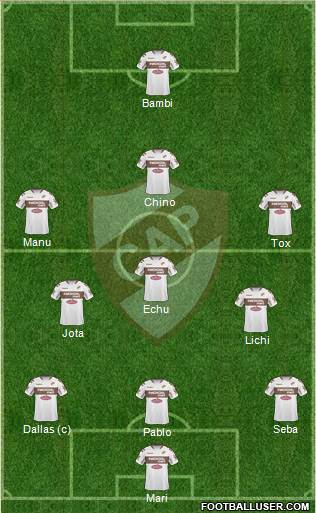 Platense 3-5-1-1 football formation