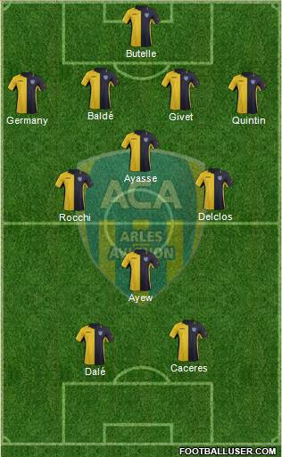 Athlétic Club Arles-Avignon 4-4-2 football formation