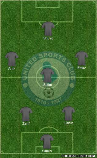 United Sports Club 4-2-4 football formation