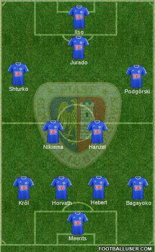 Piast Gliwice 4-4-1-1 football formation