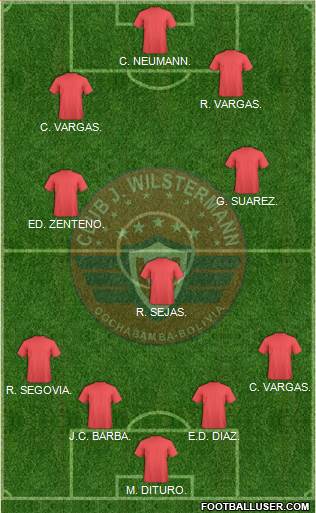 C Jorge Wilstermann 4-3-2-1 football formation