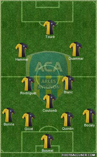 Athlétic Club Arles-Avignon 4-1-4-1 football formation
