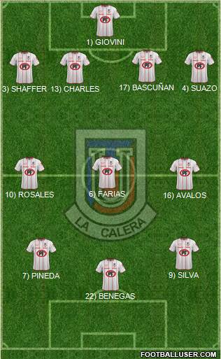 CD Unión La Calera S.A.D.P. 4-3-2-1 football formation