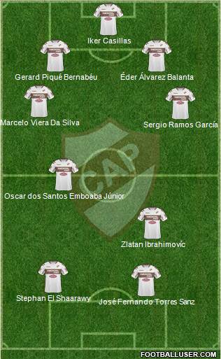 Platense 4-4-1-1 football formation