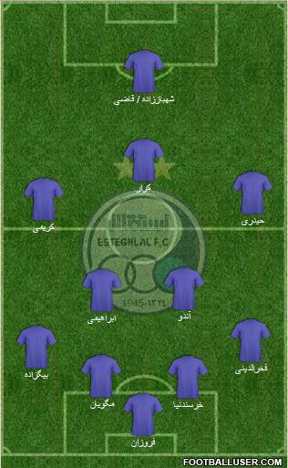Esteghlal Tehran 4-4-1-1 football formation