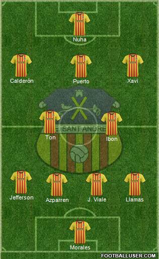 U.E. Sant Andreu 4-2-3-1 football formation