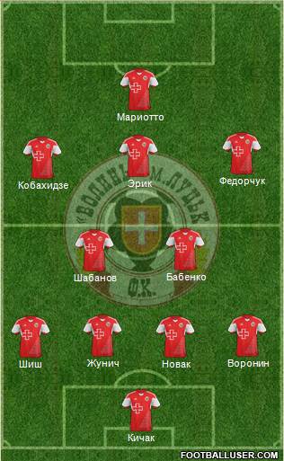 SC Volyn Lutsk 4-1-2-3 football formation