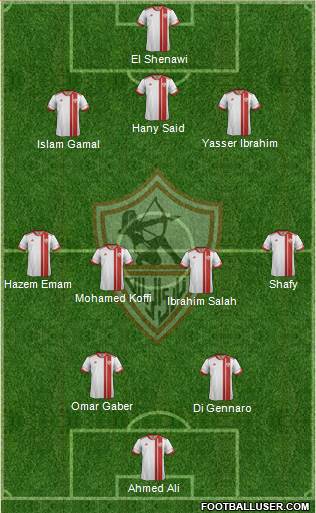 Zamalek Sporting Club 3-4-2-1 football formation