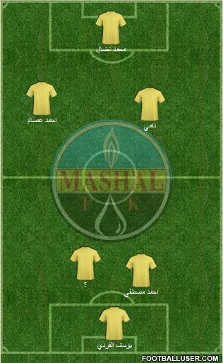 Mash'al Mubarek 3-4-3 football formation