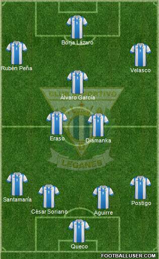 C.D. Leganés S.A.D. 4-3-2-1 football formation