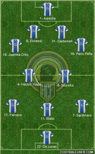 Hércules C.F., S.A.D. 4-3-1-2 football formation