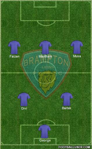 Brampton Lions FC 3-4-3 football formation