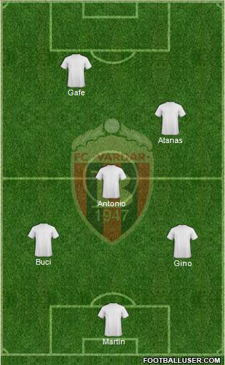 FK Vardar Skopje 3-5-1-1 football formation