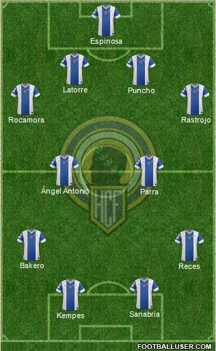 Hércules C.F., S.A.D. 4-2-2-2 football formation