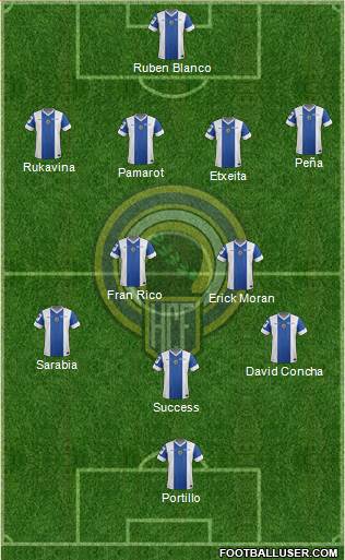 Hércules C.F., S.A.D. 3-5-1-1 football formation