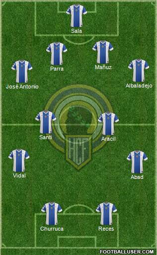 Hércules C.F., S.A.D. 4-2-1-3 football formation