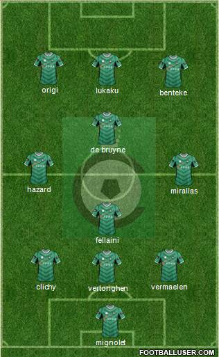 KSV Cercle Brugge 3-4-3 football formation